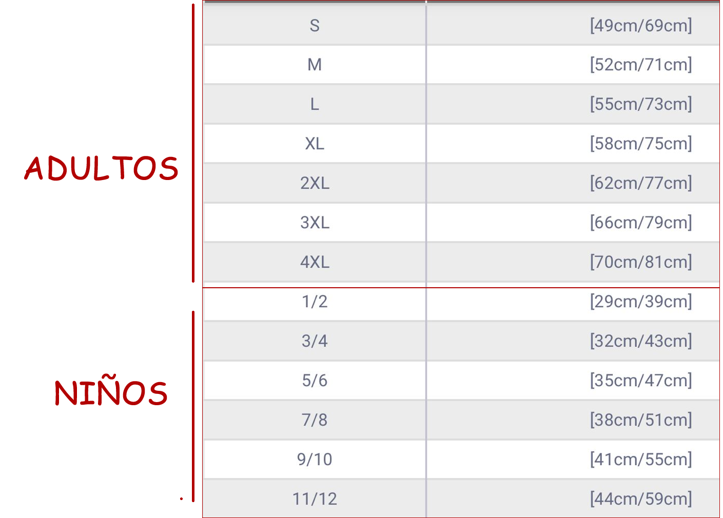 Tallas camisetas Albalatillo