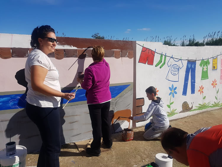 mural en pared del antiguo lavadero