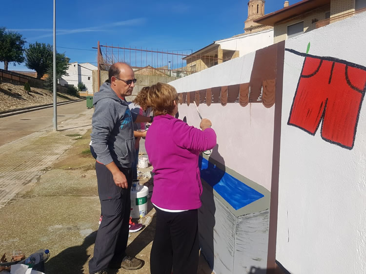 mural en pared del antiguo lavadero