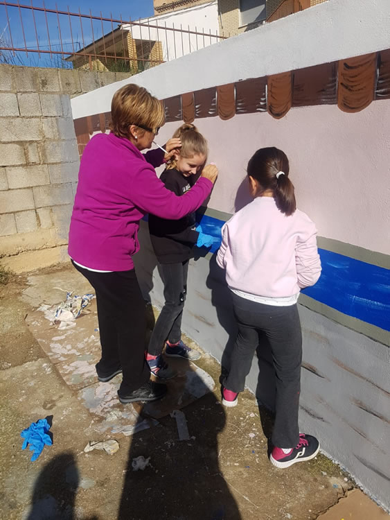 mural en pared del antiguo lavadero
