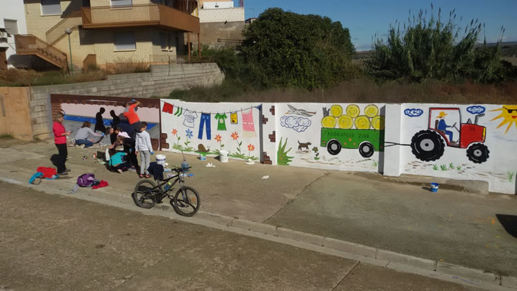 mural en pared del antiguo lavadero