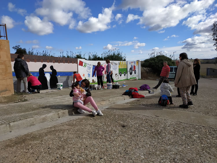 mural en pared del antiguo lavadero