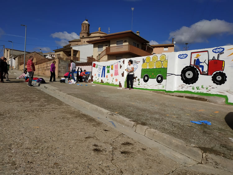 mural en pared del antiguo lavadero