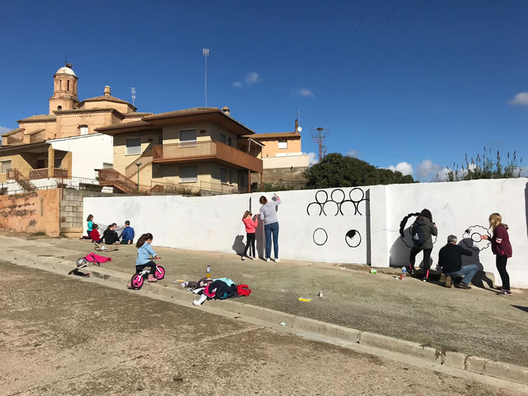 mural en pared del antiguo lavadero