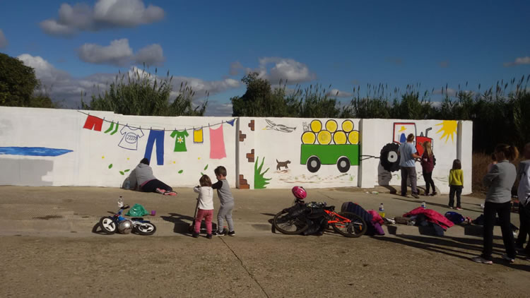 mural en pared del antiguo lavadero