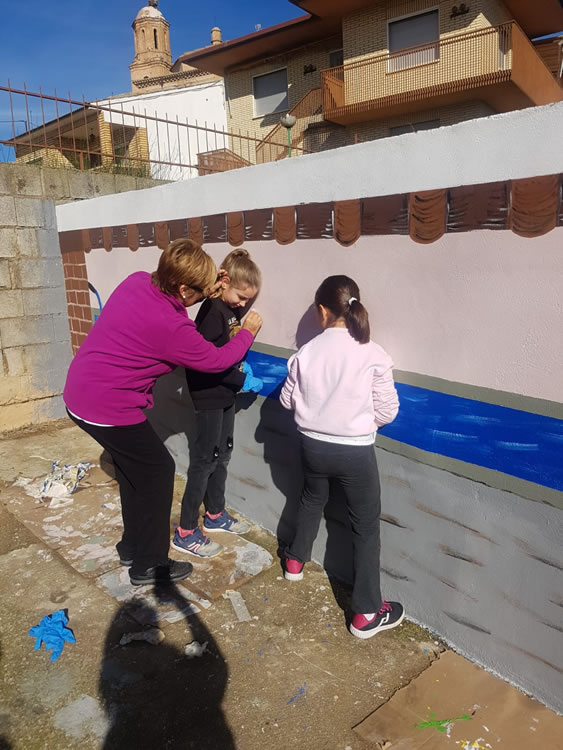 mural en pared del antiguo lavadero